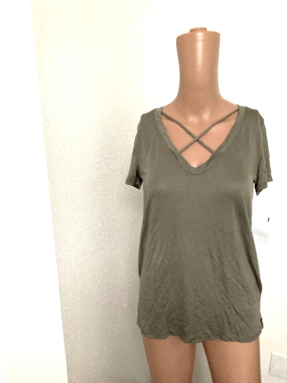 NWT Project Social T Urban Outfitters Olive Criss Cross V Neck XS